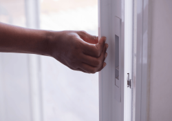 sliding patio door being closed