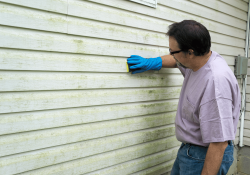 McCallum Aluminum Person Scrubbing Moss Buildup Off Of Vinyl Siding Vinyl Siding And Shakes Blog